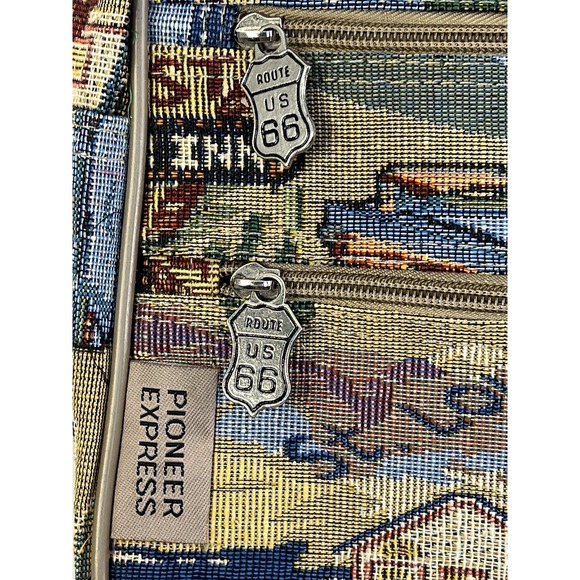 Route 66 Tapestry Travel Bag Tote Carry-On Toiletry Cosmetic Pioneer Express Bag - Picture 6 of 8
